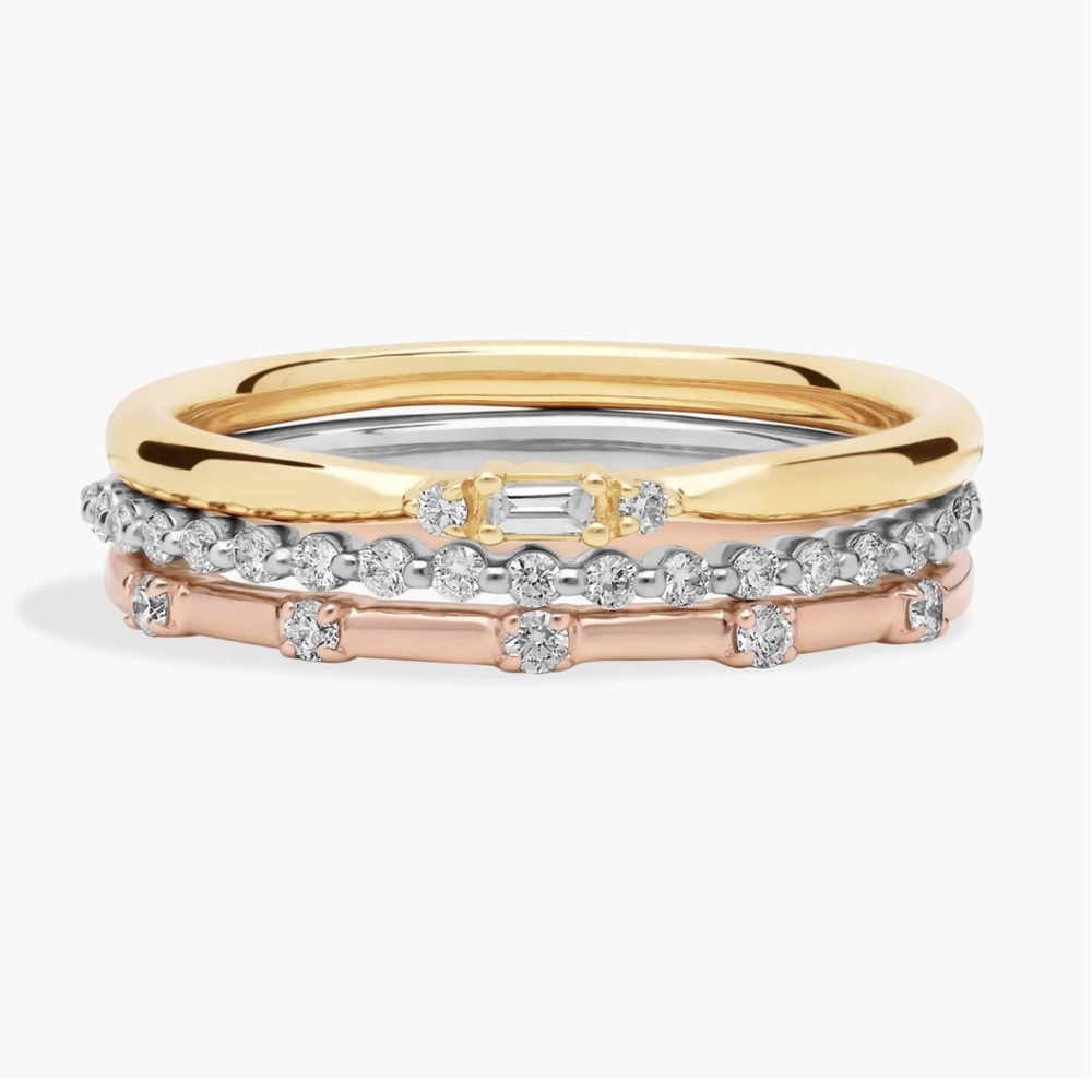 Delicate Diamond Stacking Rings 14k White, Yellow, And Rose Gold (1/5 Ct. Tw.)